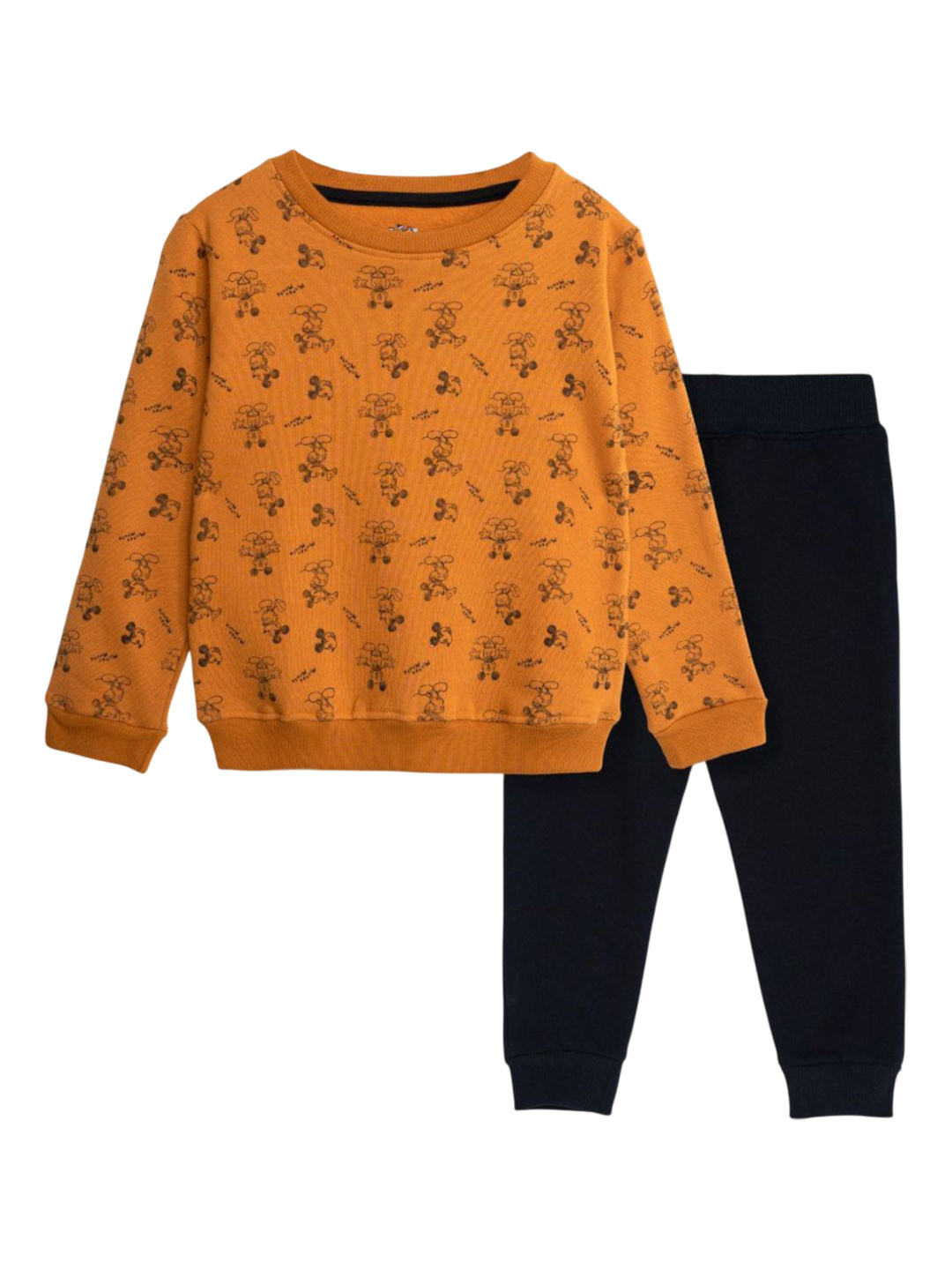

TuddyBuddy Kids Printed Long Sleeves Sweatshirt With Joggers, Mustard