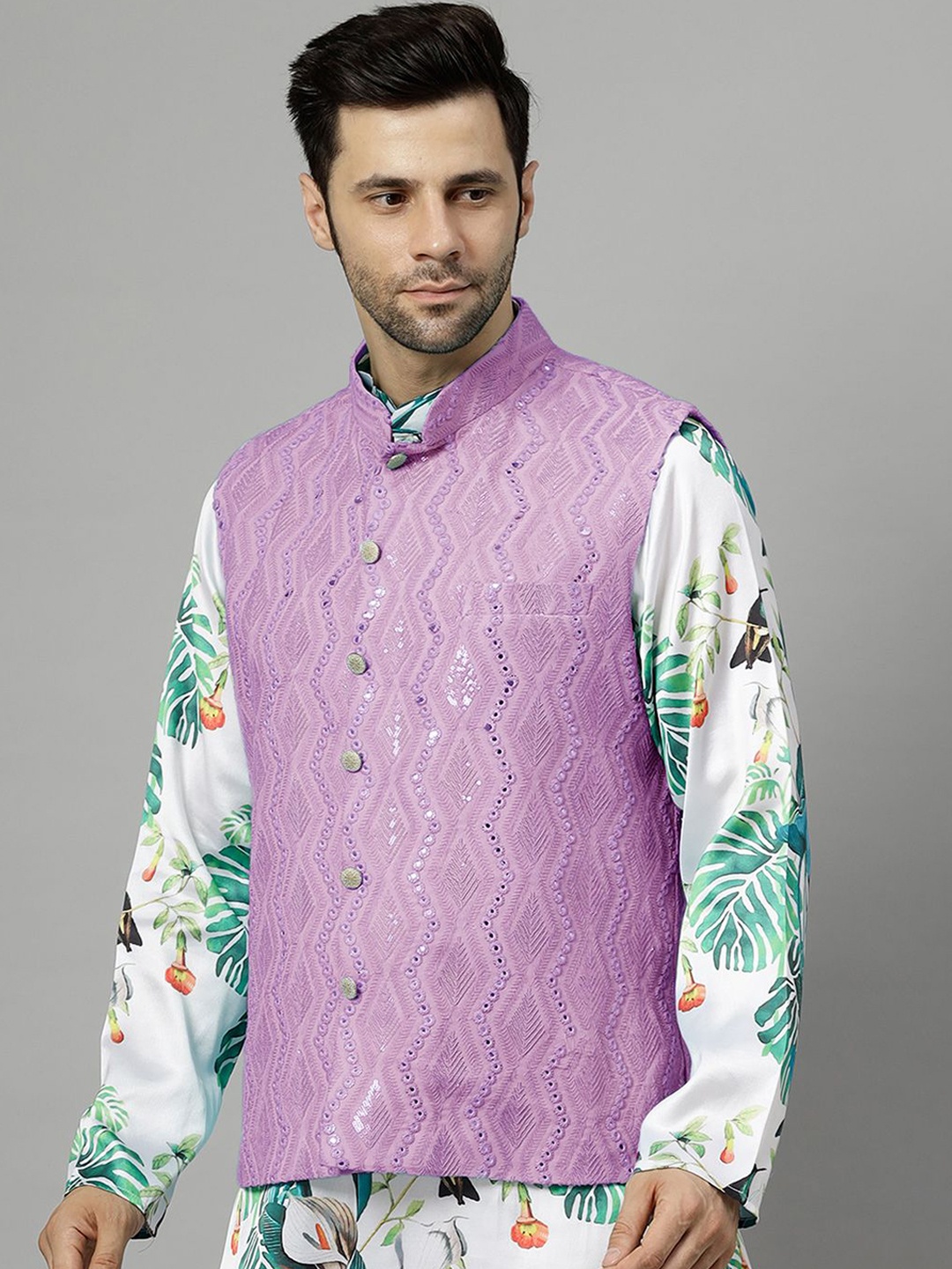 

Utsav Fashion Men Embellished Nehru Jackets, Purple