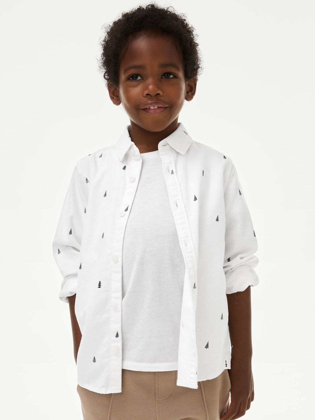

Marks & Spencer Boys Opaque Printed Casual Shirt, White