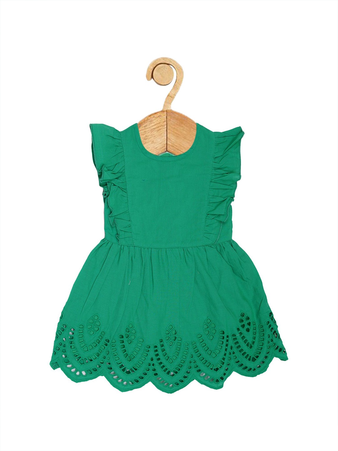 

Creative Kids Girls Cotton Embroidered Fit & Flare Dress, Green
