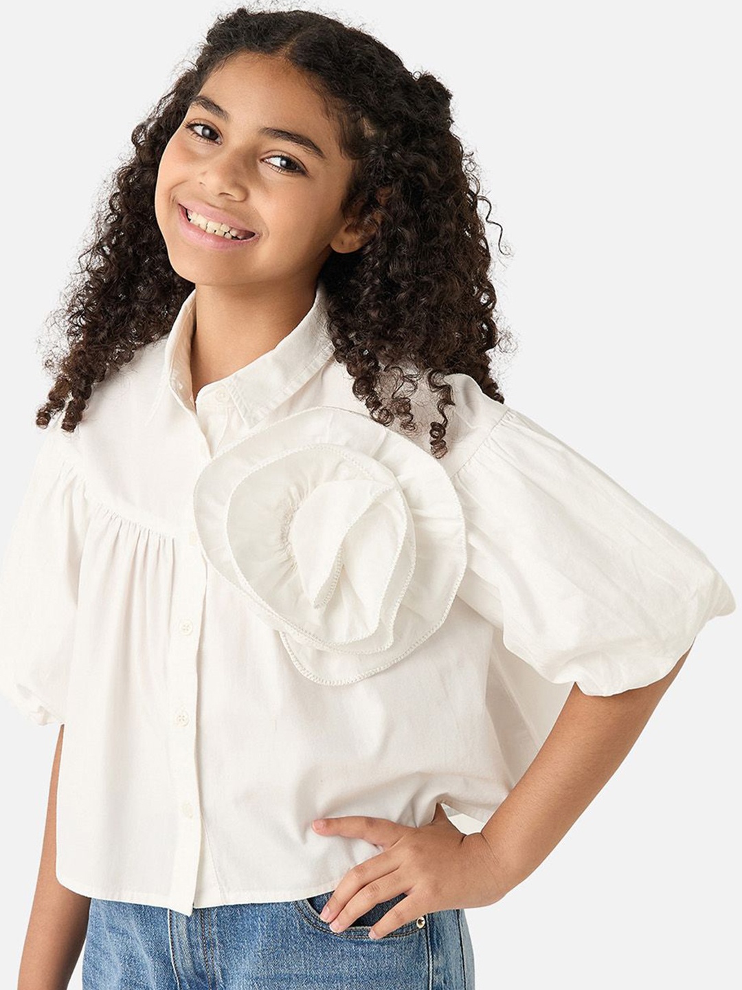 

Juniors by Babyshop Girls Opaque Casual Shirt, White