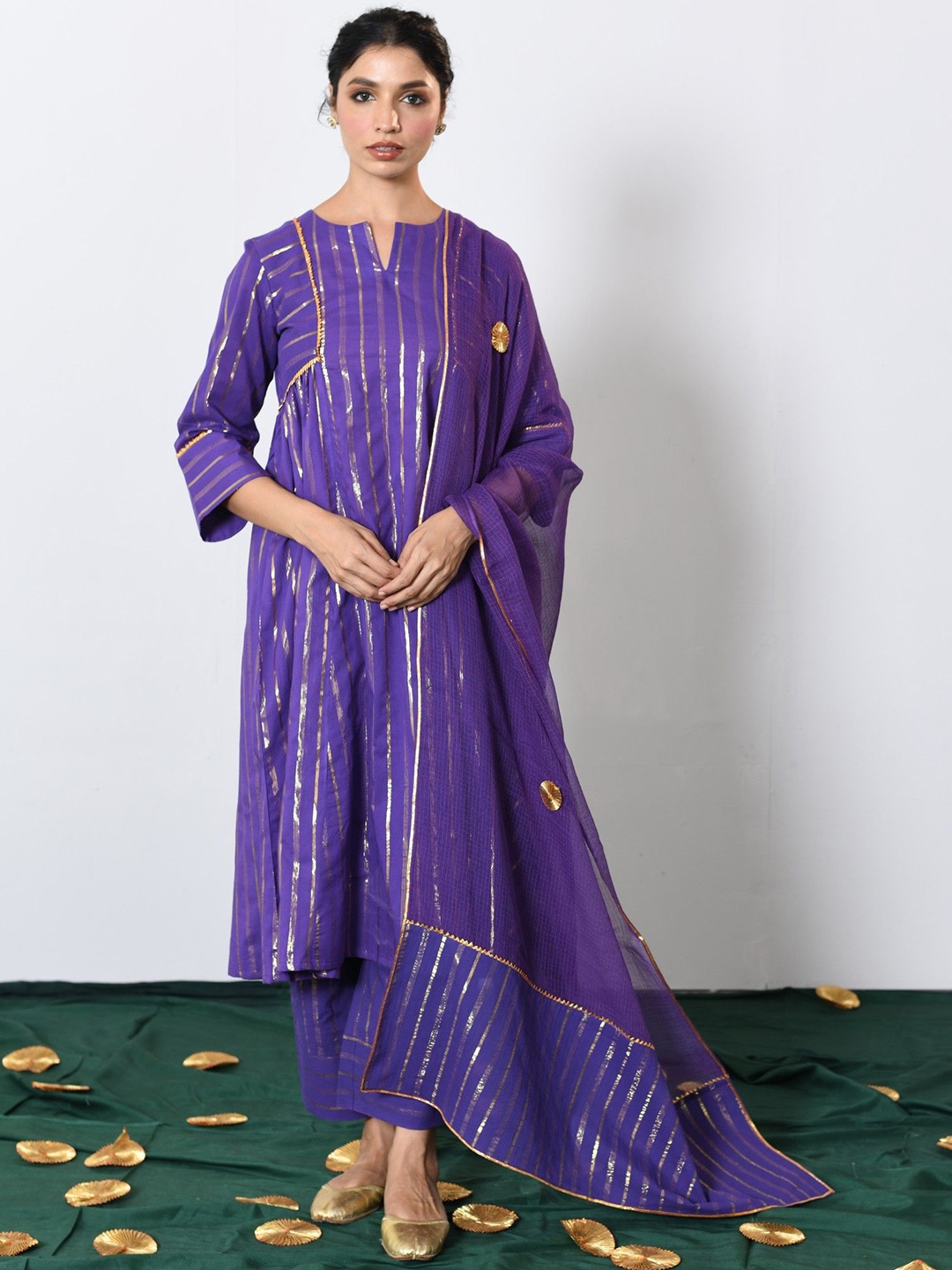 

PINK CACTII Women Regular Kurta with Pyjamas & With Dupatta, Purple