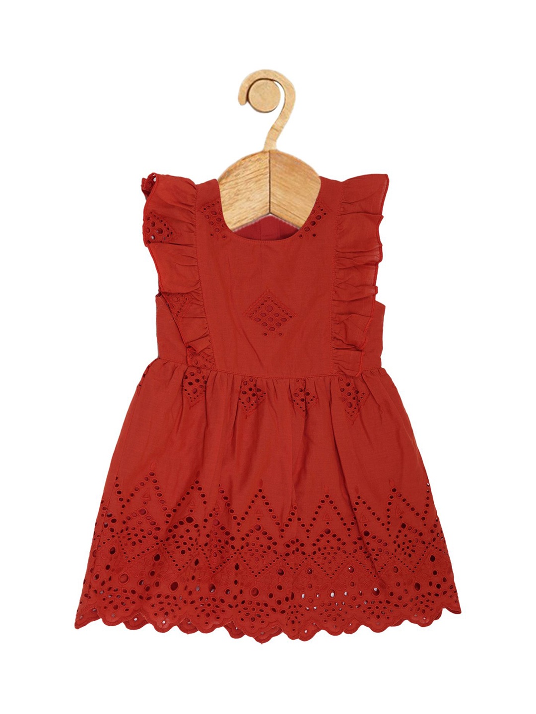 

Creative Kids Girls Cotton A-Line Schiffli Casual Dress, Maroon