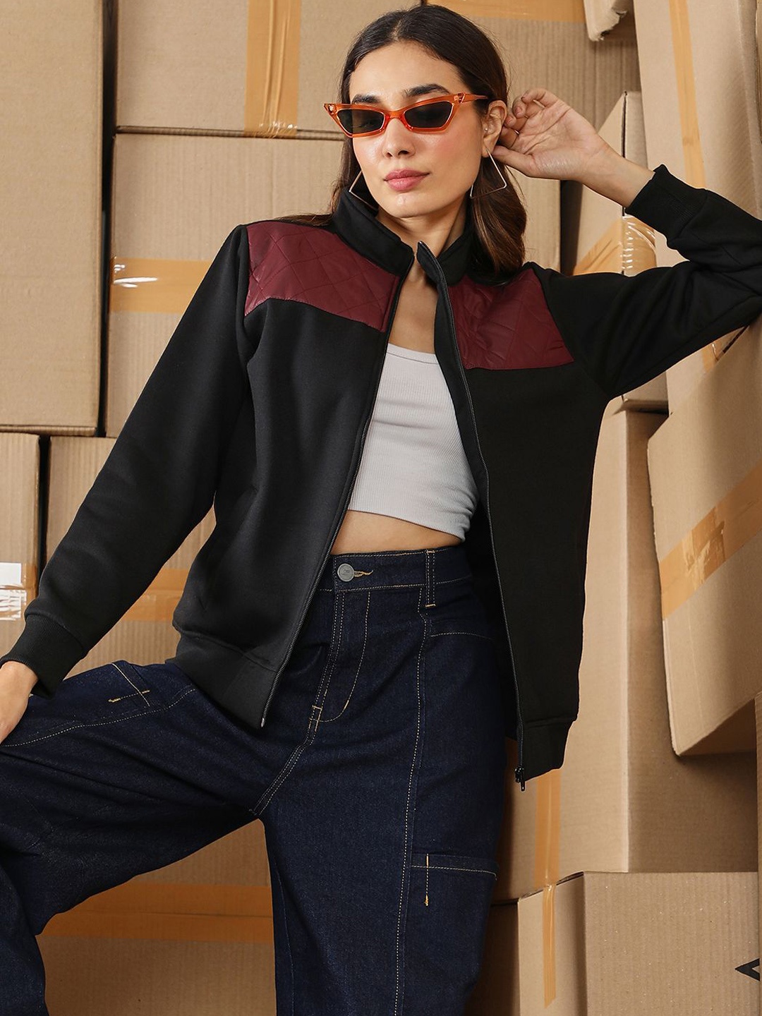 

Campus Sutra Women Colourblocked Lightweight Bomber Jacket, Multi