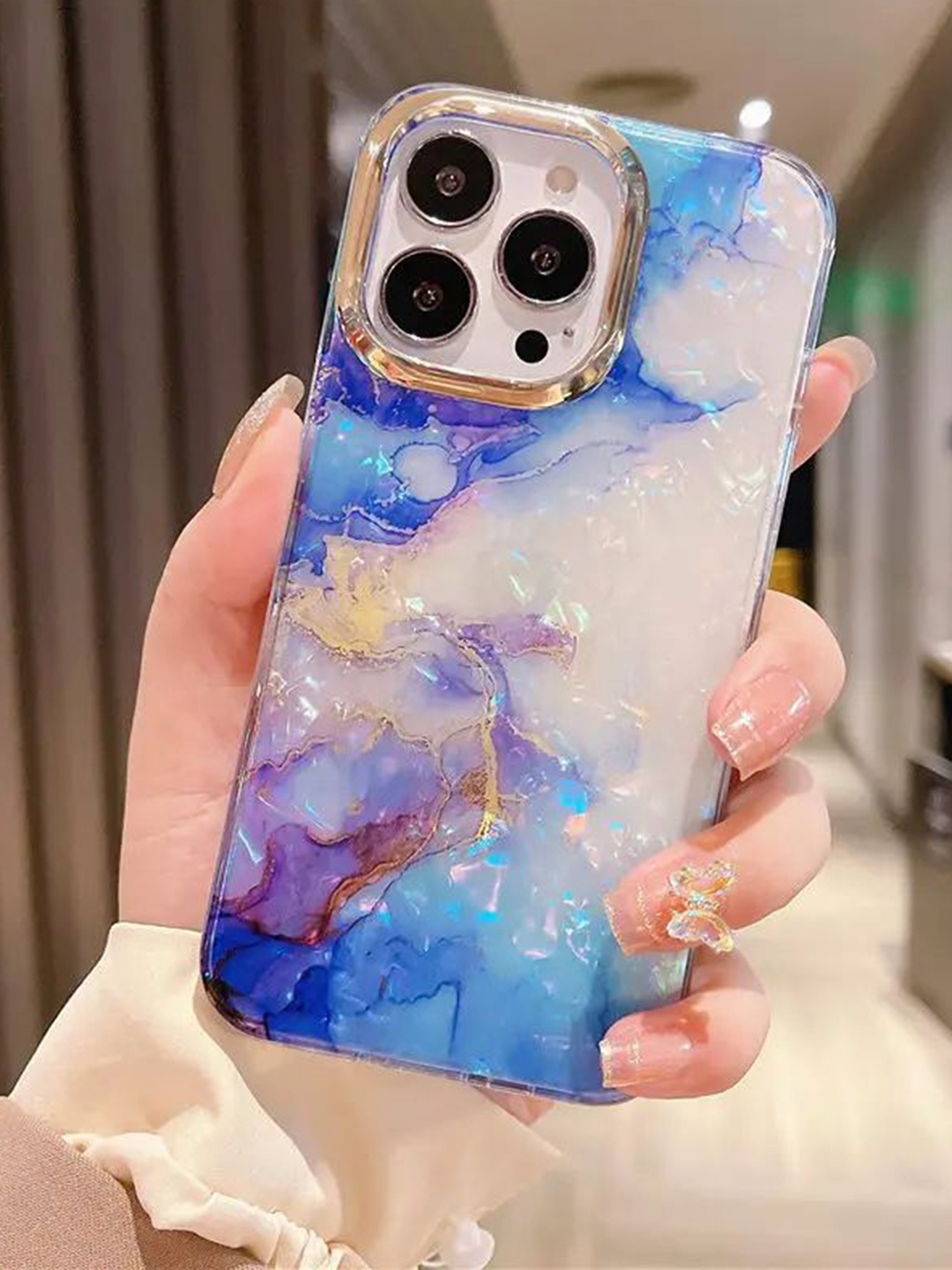 

Luxury Kase Abstract Printed iPhone 15 Pro Max Back Case Mobile Accessories, White