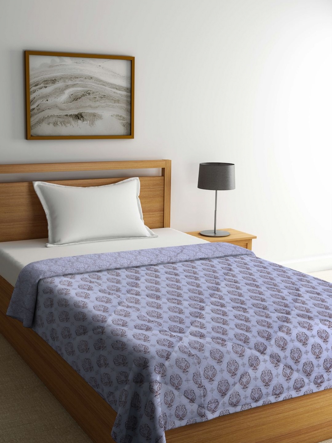 

Aura Brown & Blue Ethnic Motifs Mild Winter 600 GSM Single Bed Quilt
