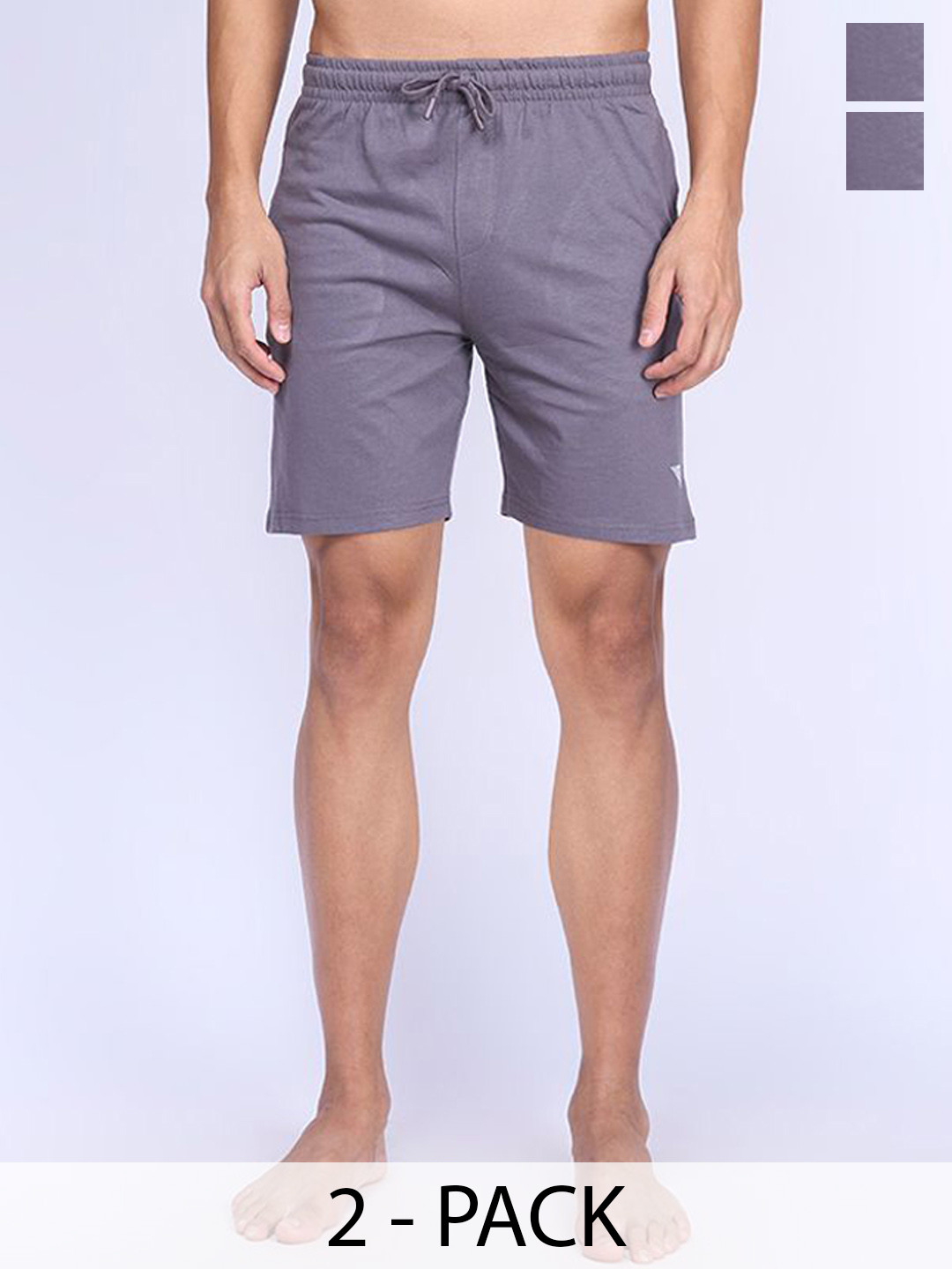 

Unibro Men Pack Of 2 Mid-Rise Cotton Shorts, Grey