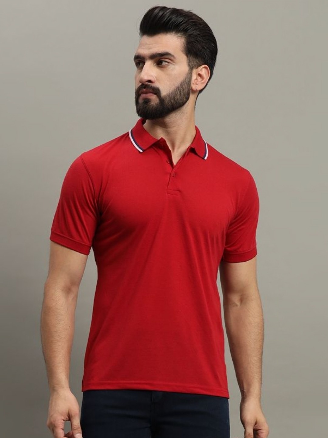 

GET GOLF Men Polo Collar Pockets T-shirt, Red