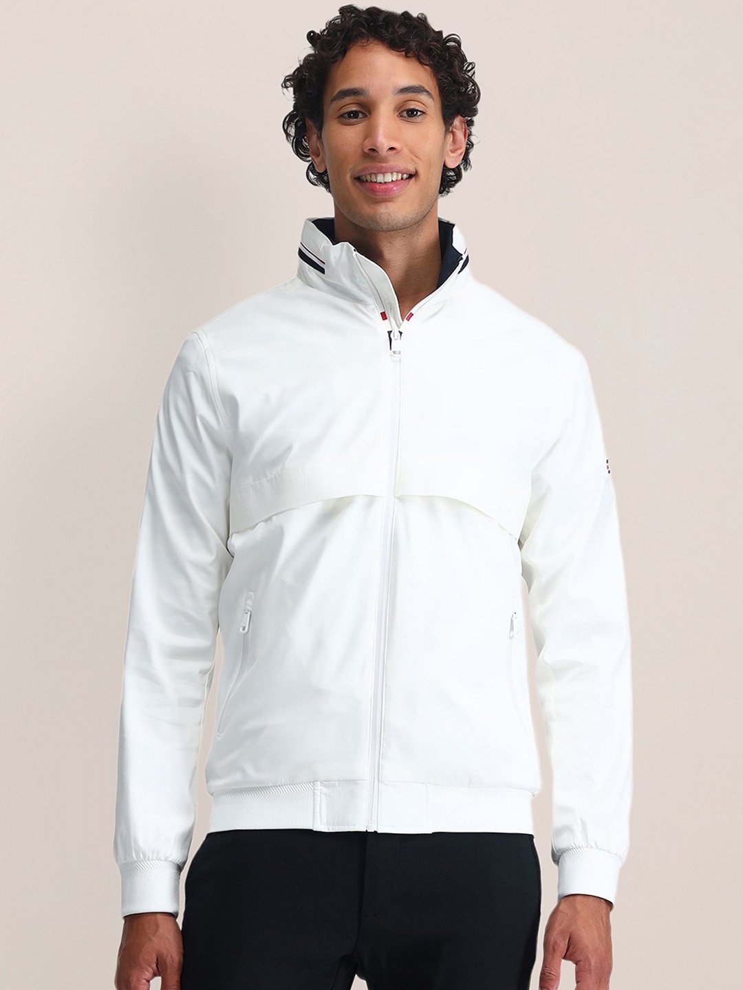 

U.S. Polo Assn. Men Brand Logo Bomber Jacket, White