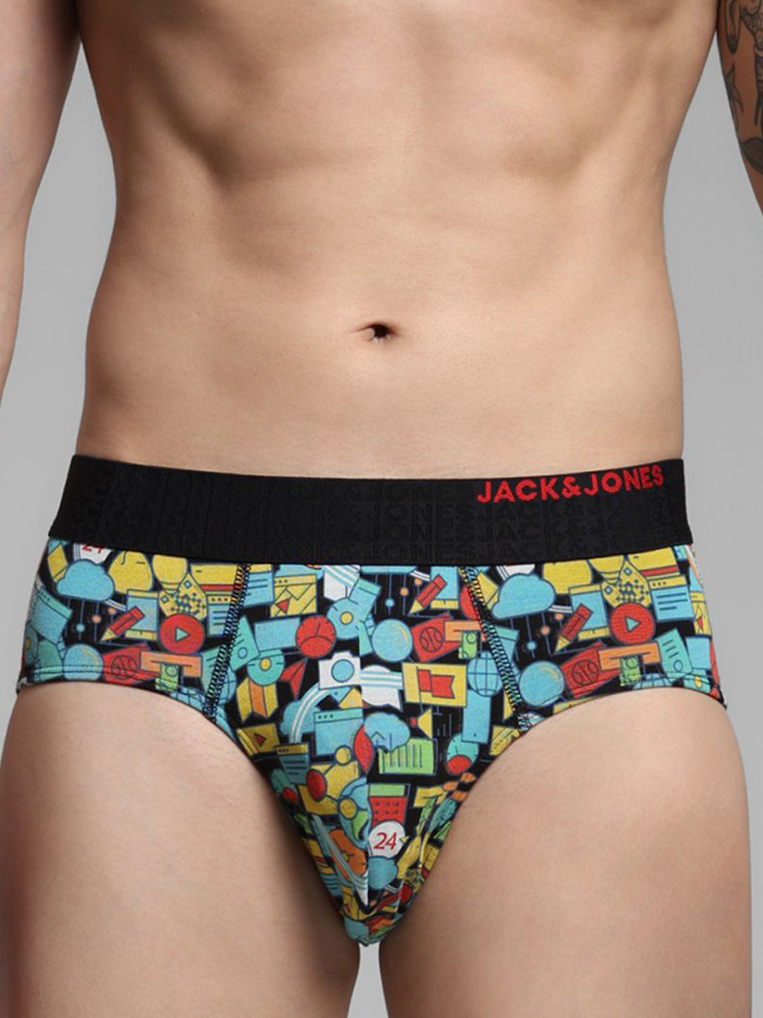 

Jack & Jones Men Low-Rise Printed Basic Briefs 9013154001, Black
