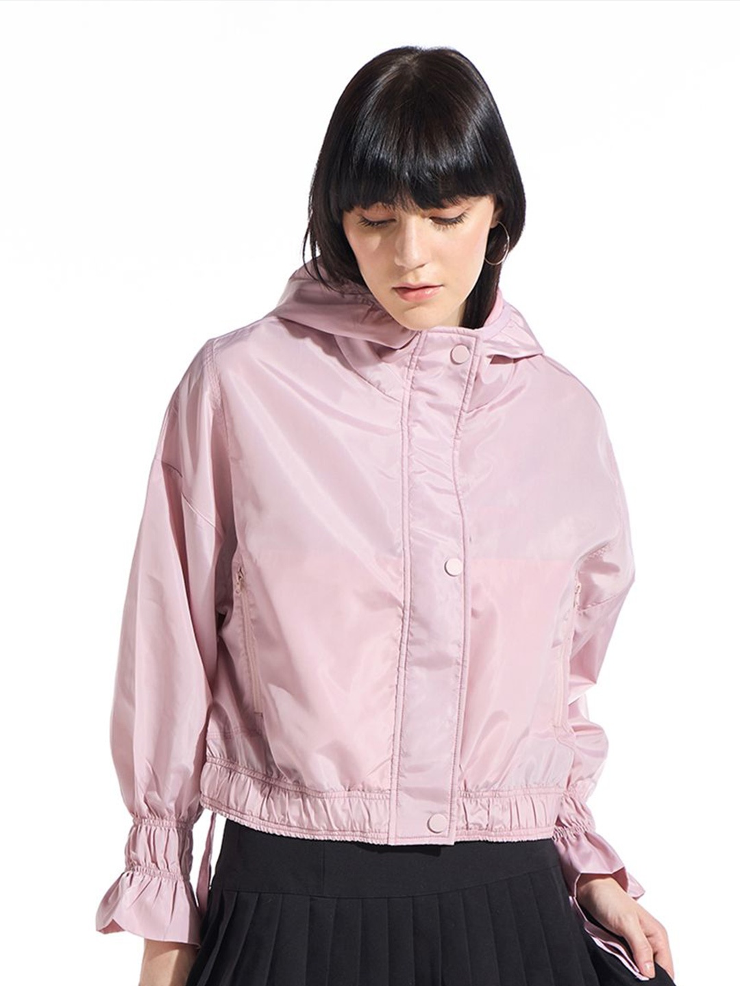 

Bewakoof Women Windcheater Bomber Jacket, Pink