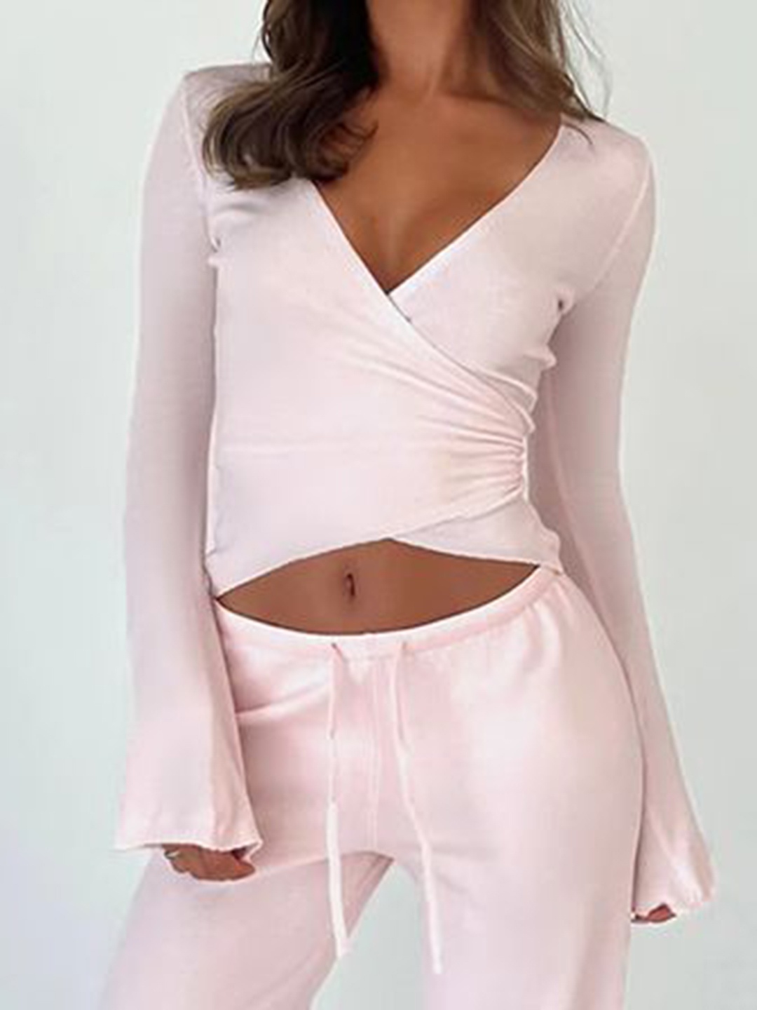 

StyleCast Women V-Neck Pockets T-shirt, Pink