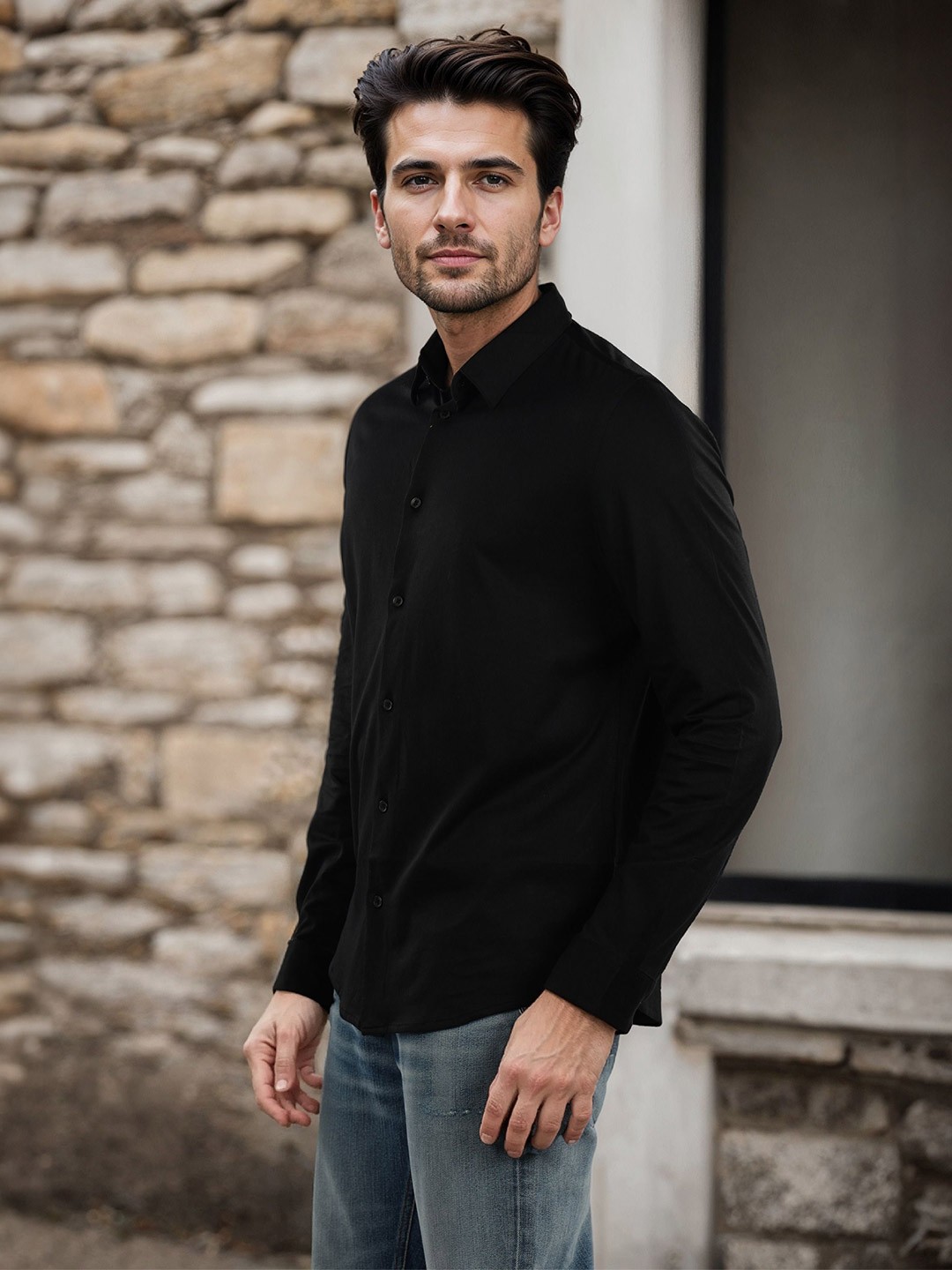 

Celio Men Classic Opaque Casual Shirt, Black