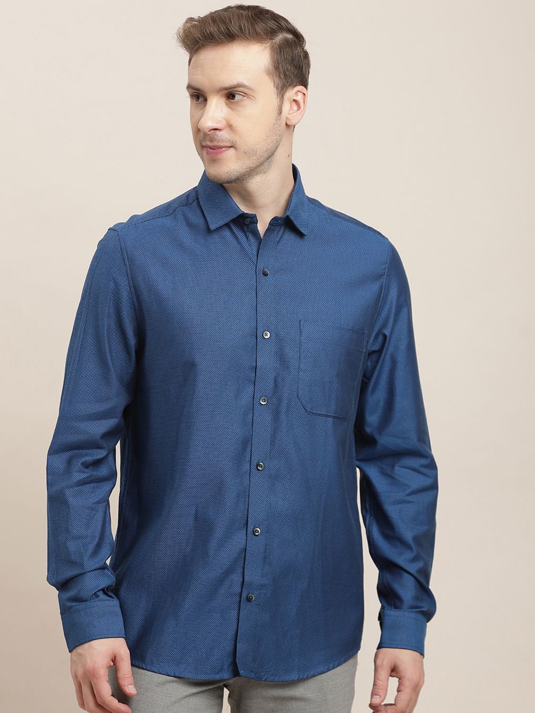 

Turtle Men Classic Slim Fit Opaque Formal Shirt, Blue