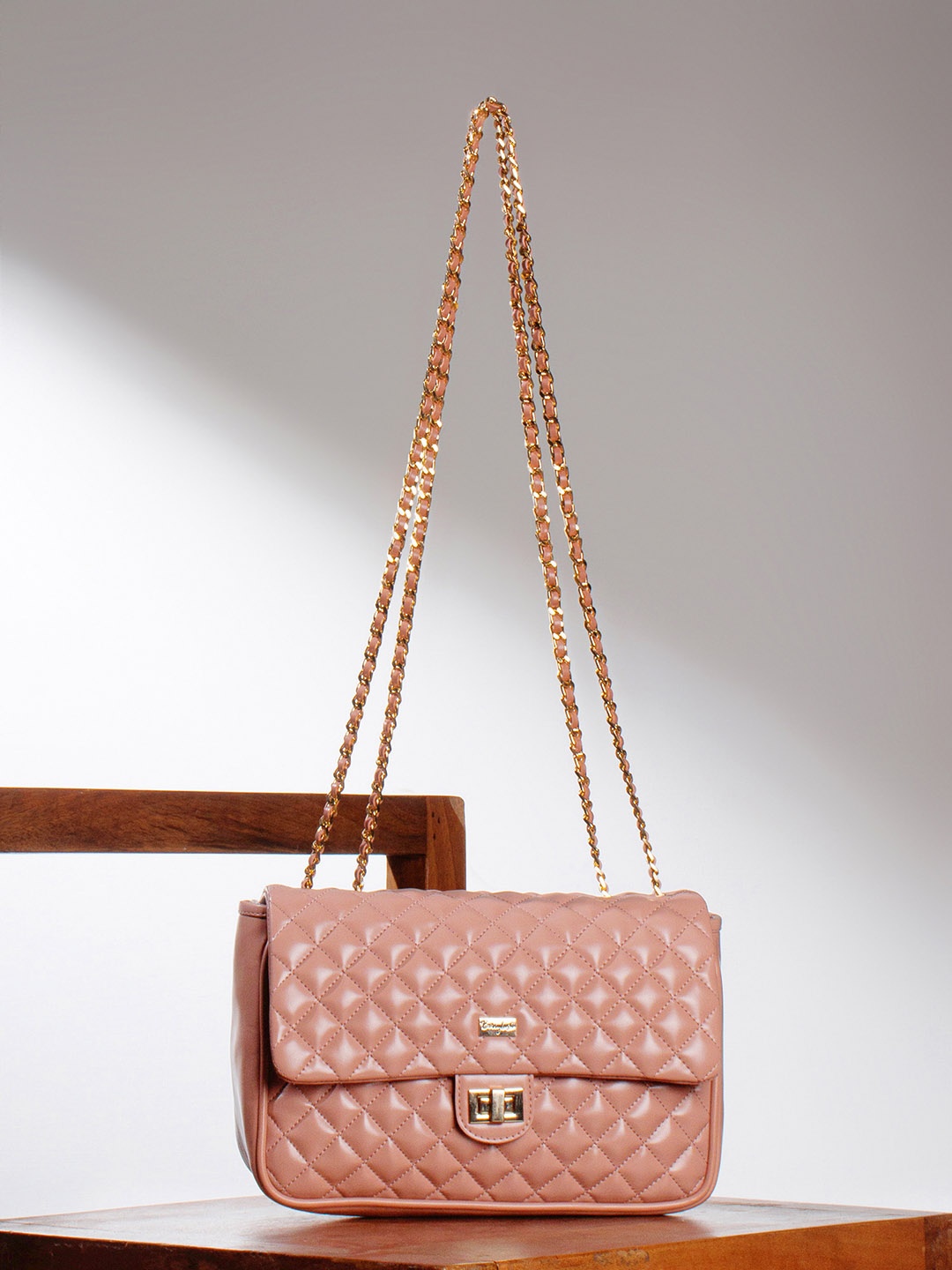 

Berrylush Structured Sling Bag with Quilted, Pink