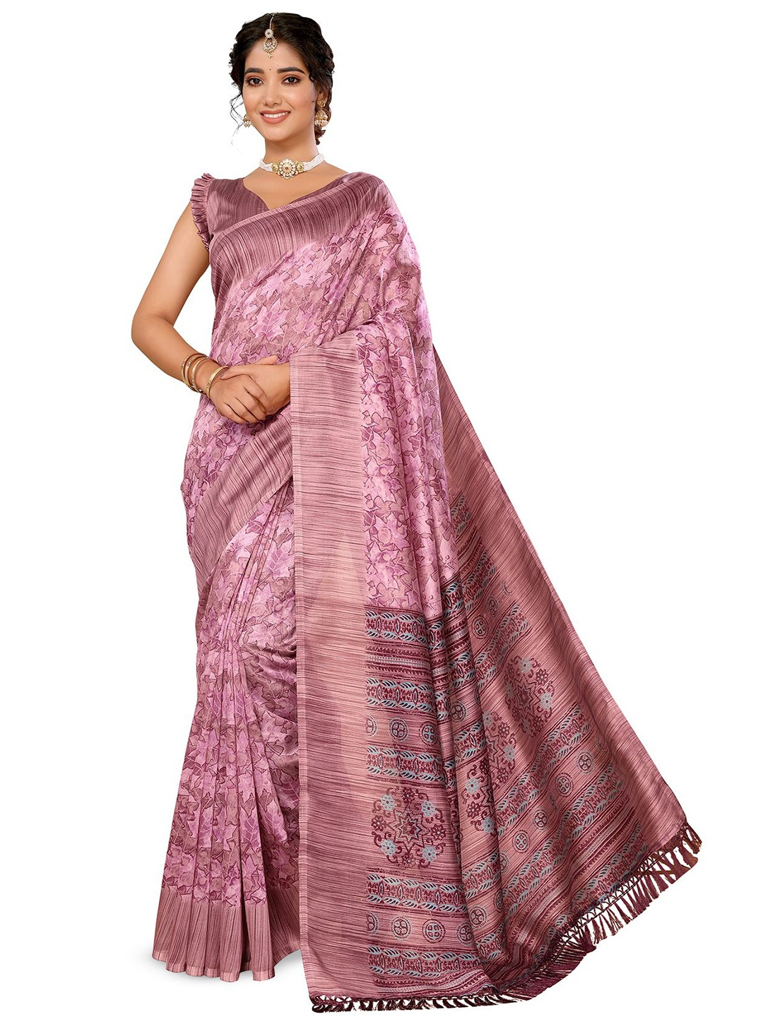 

KALINI Floral Printed Saree, Purple