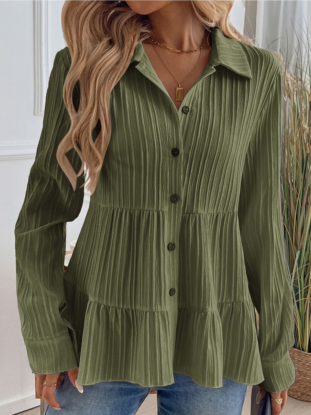 

StyleCast x Revolte Women Opaque Casual Shirt, Green