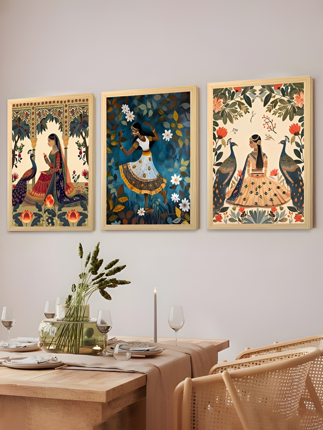 

Art Street Blue & Cream-Coloured 3 Piece Synthetic Wood Birds and Animals Wall Paintings