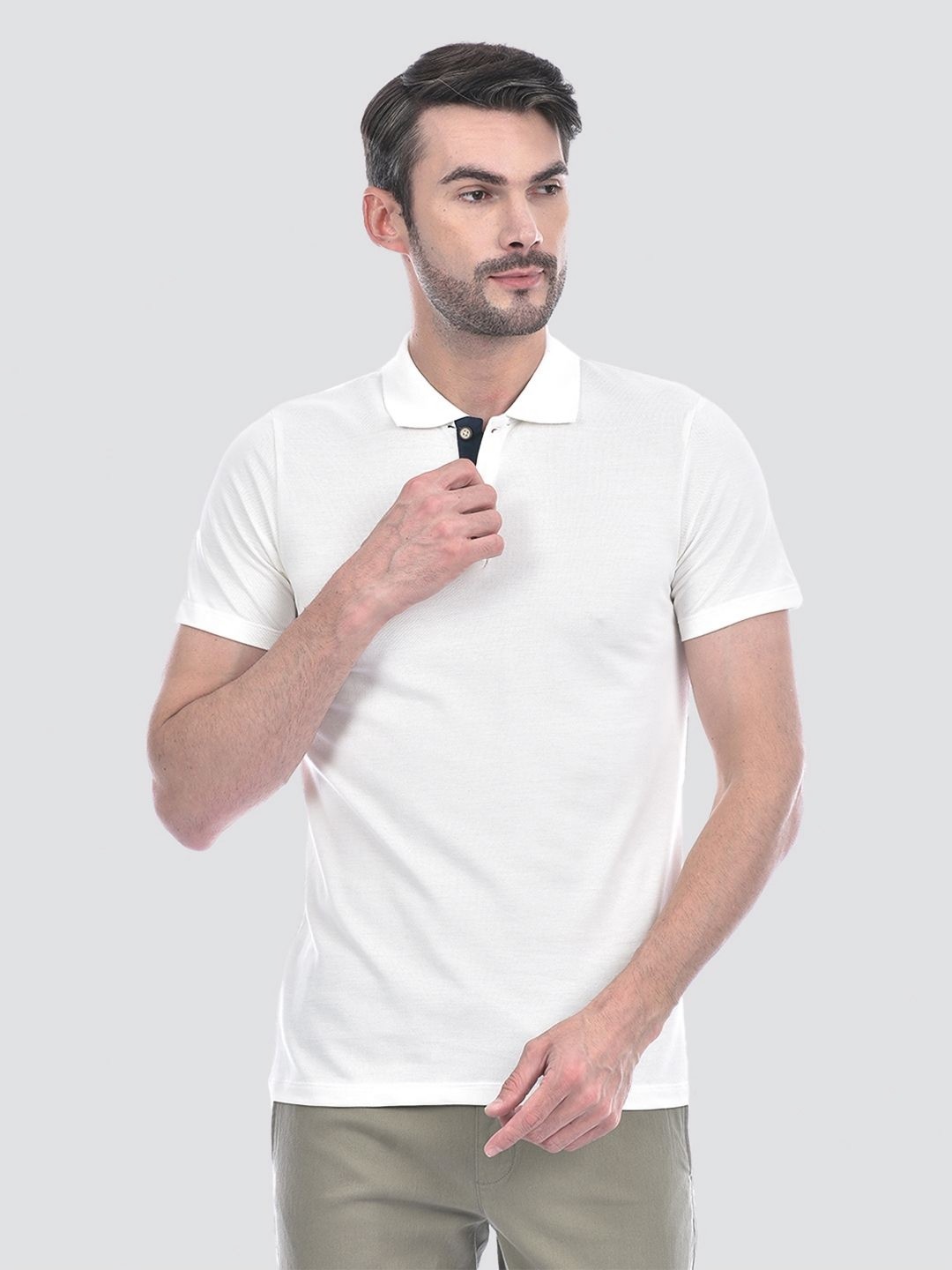 

FYLTR Men Polo Collar Pockets T-shirt, White