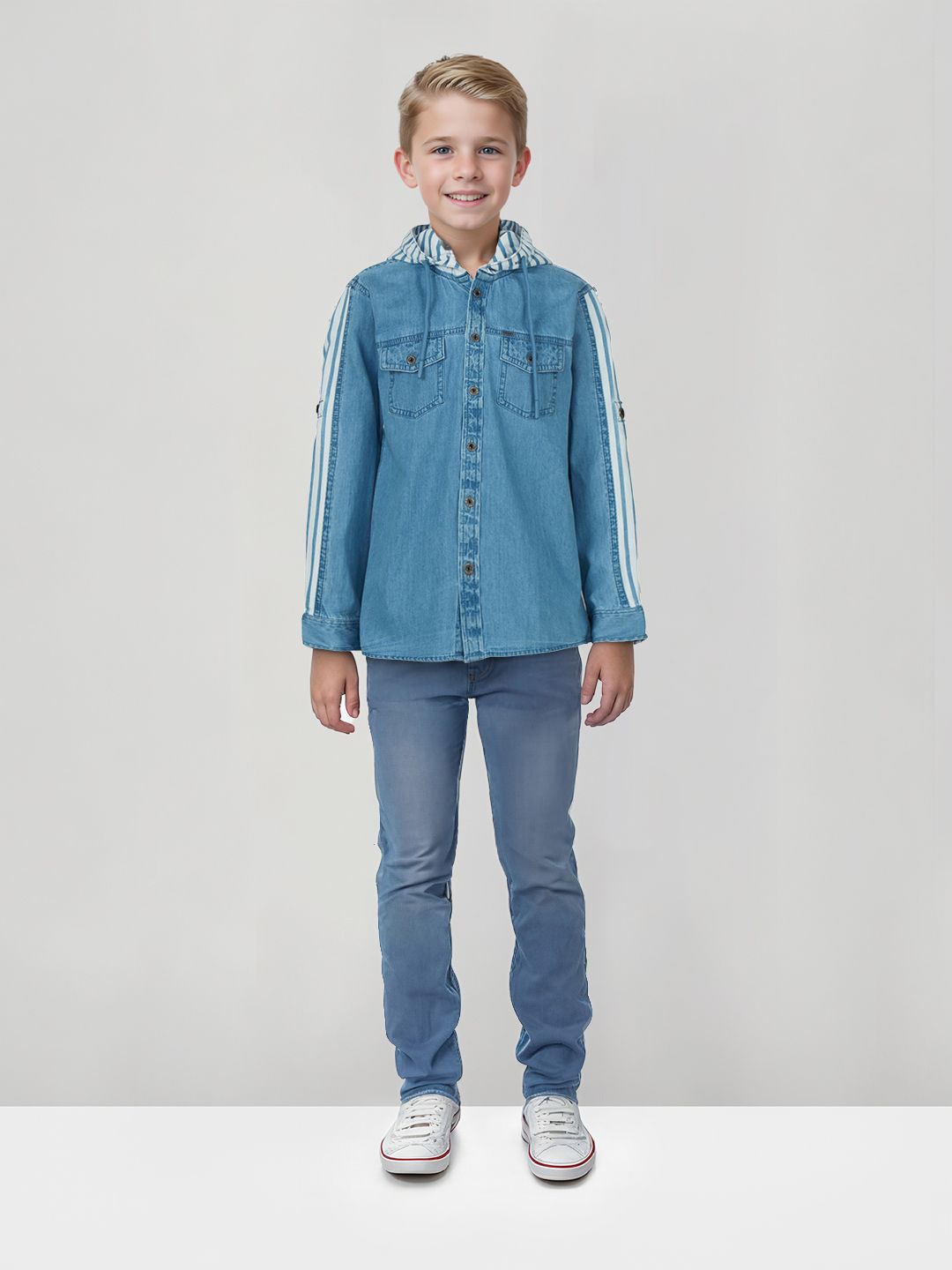 

Gini and Jony Boys Standard Opaque Striped Casual Shirt, Blue