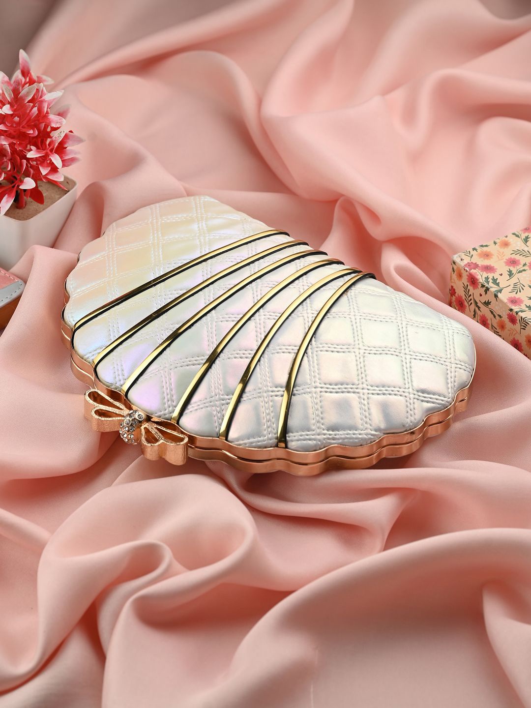 

DressBerry Embellished Box Clutch, White