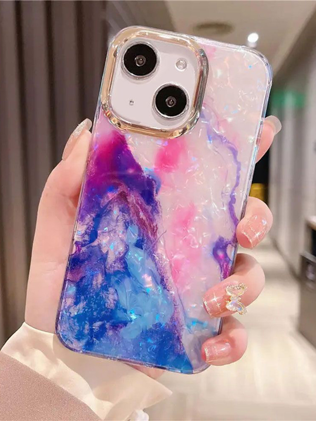

Luxury Kase Abstract Printed iPhone 15 Back Case Mobile Accessories, Purple