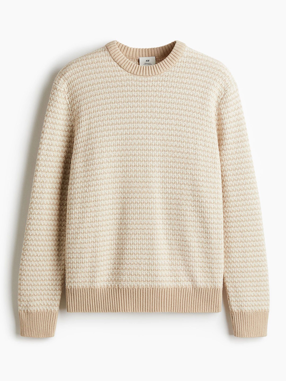 

H&M Textured-Knit Jumper, Beige