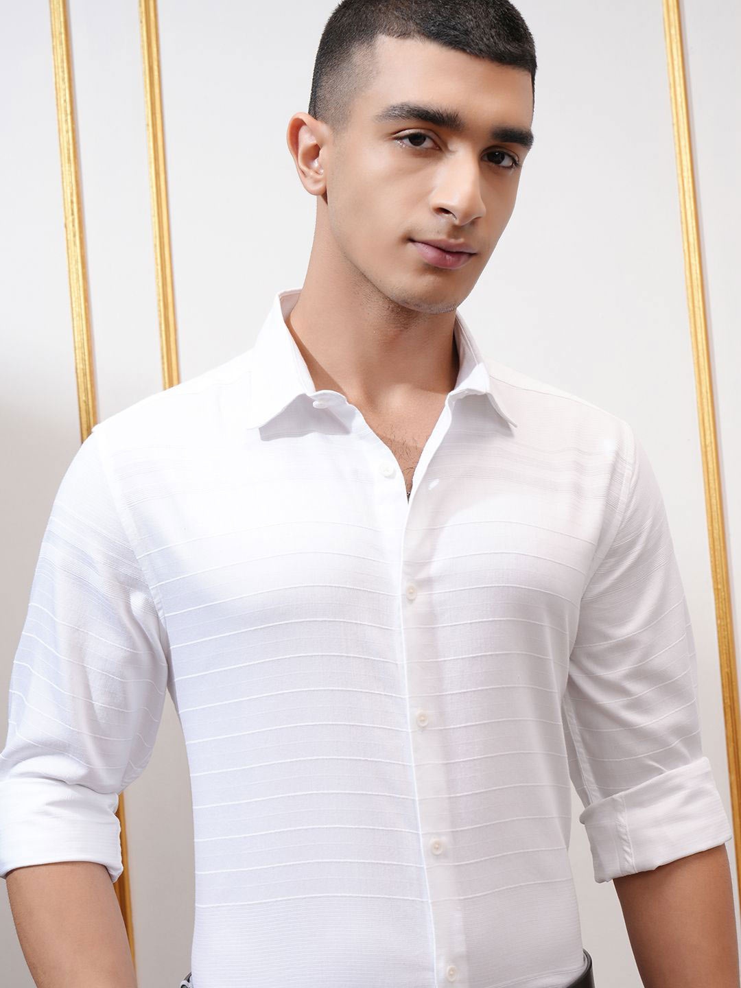 

HIGHLANDER Men Slim Fit Opaque Casual Shirt, White