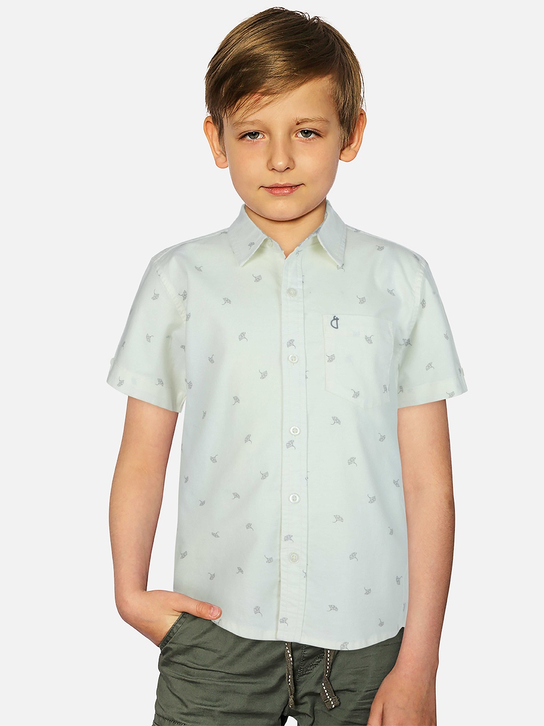 

Gini and Jony Boys Standard Opaque Printed Casual Shirt, Off white