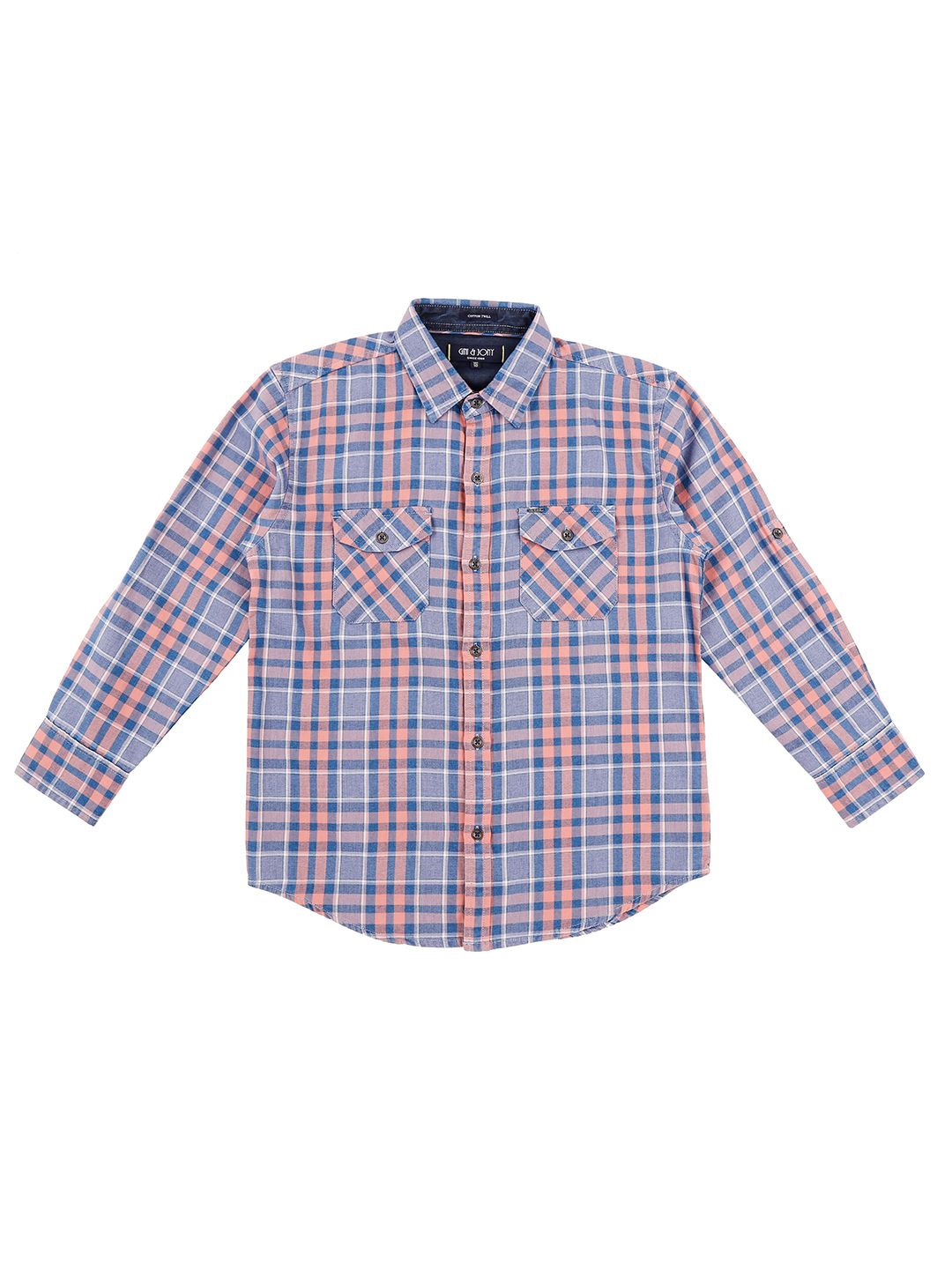 

Gini and Jony Boys Standard Tartan Checks Opaque Checked Casual Shirt, Peach