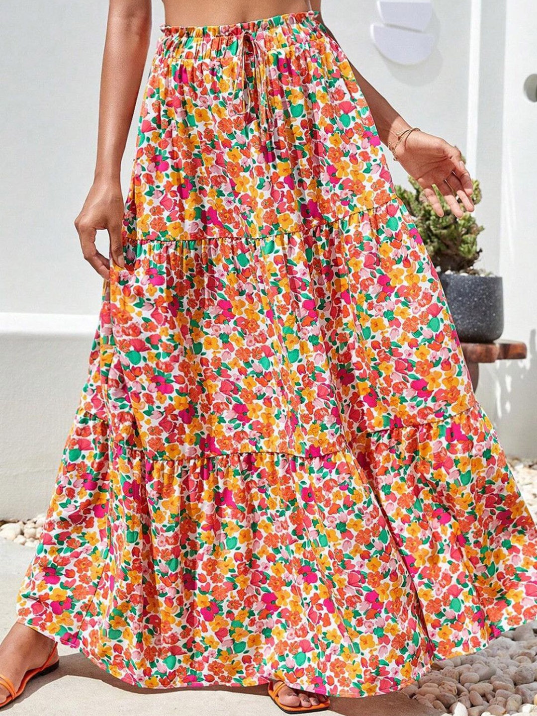 

StyleCast Women Floral Printed Flared Maxi Skirt, Yellow