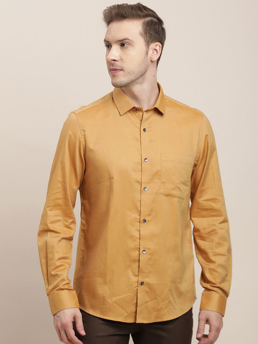 

Turtle Men Classic Slim Fit Opaque Formal Shirt, Yellow