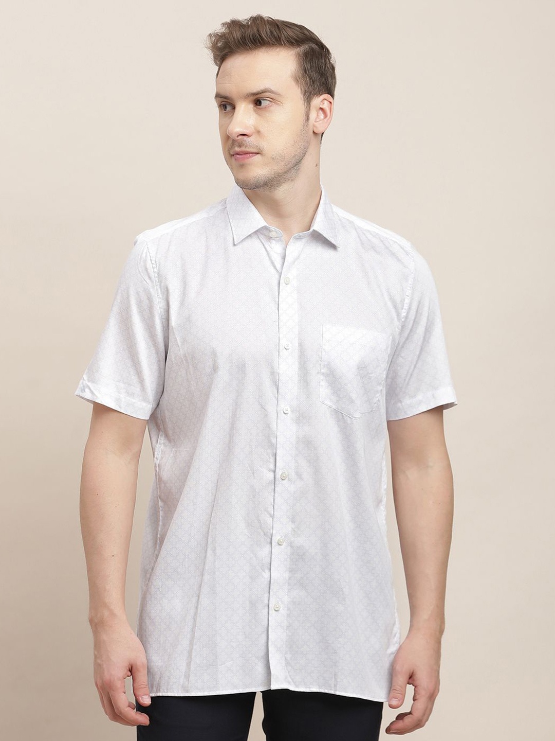

Turtle Men Classic Opaque Formal Shirt, White
