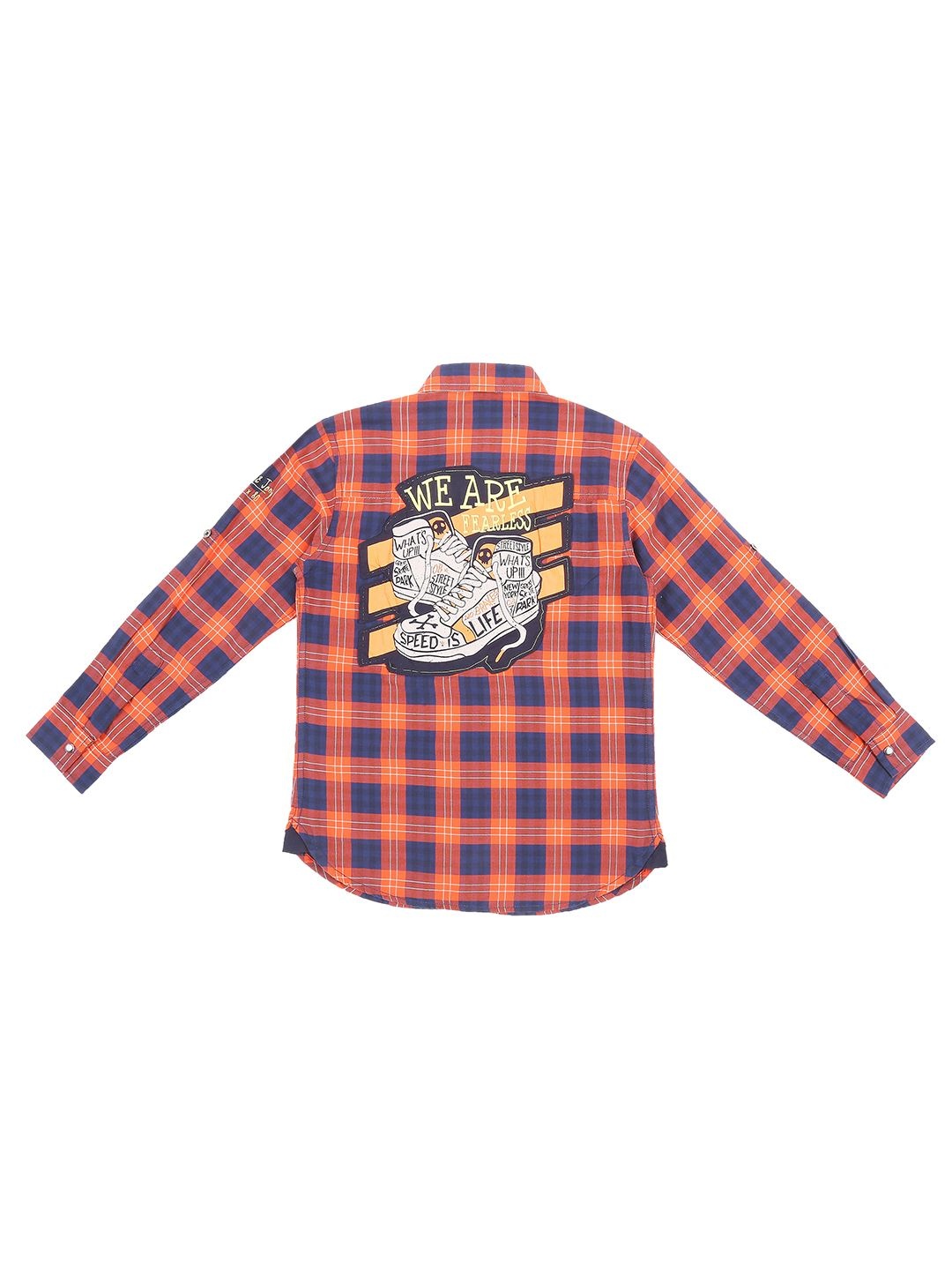 

Gini and Jony Boys Standard Opaque Checked Casual Shirt, Orange