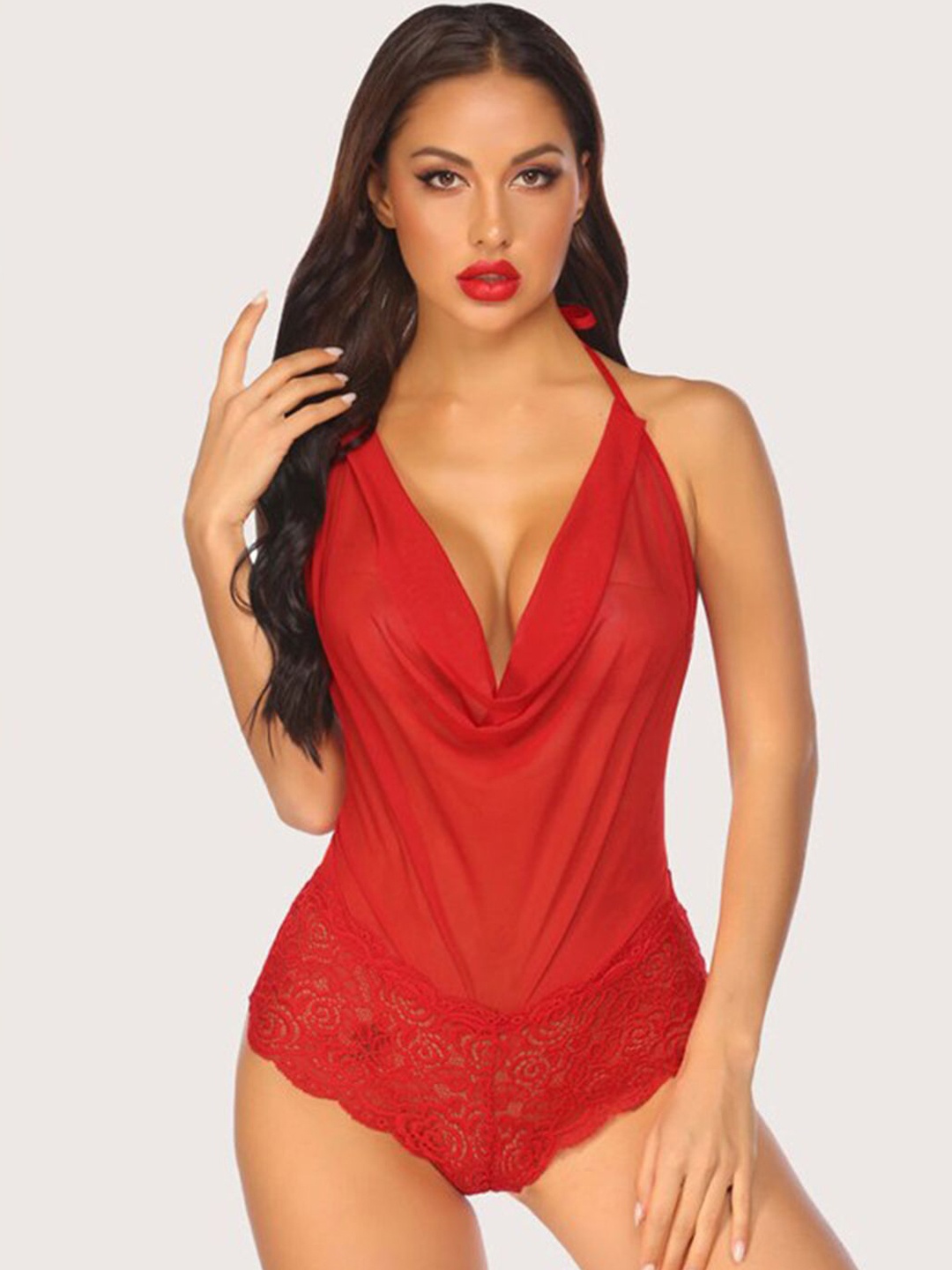 

Krelin Women Halter Neck Baby Doll, Red