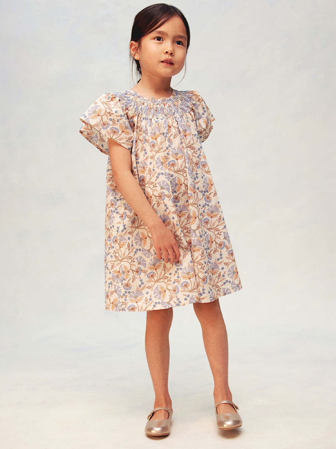 

H&M Girls Cotton Poplin Dress, Beige