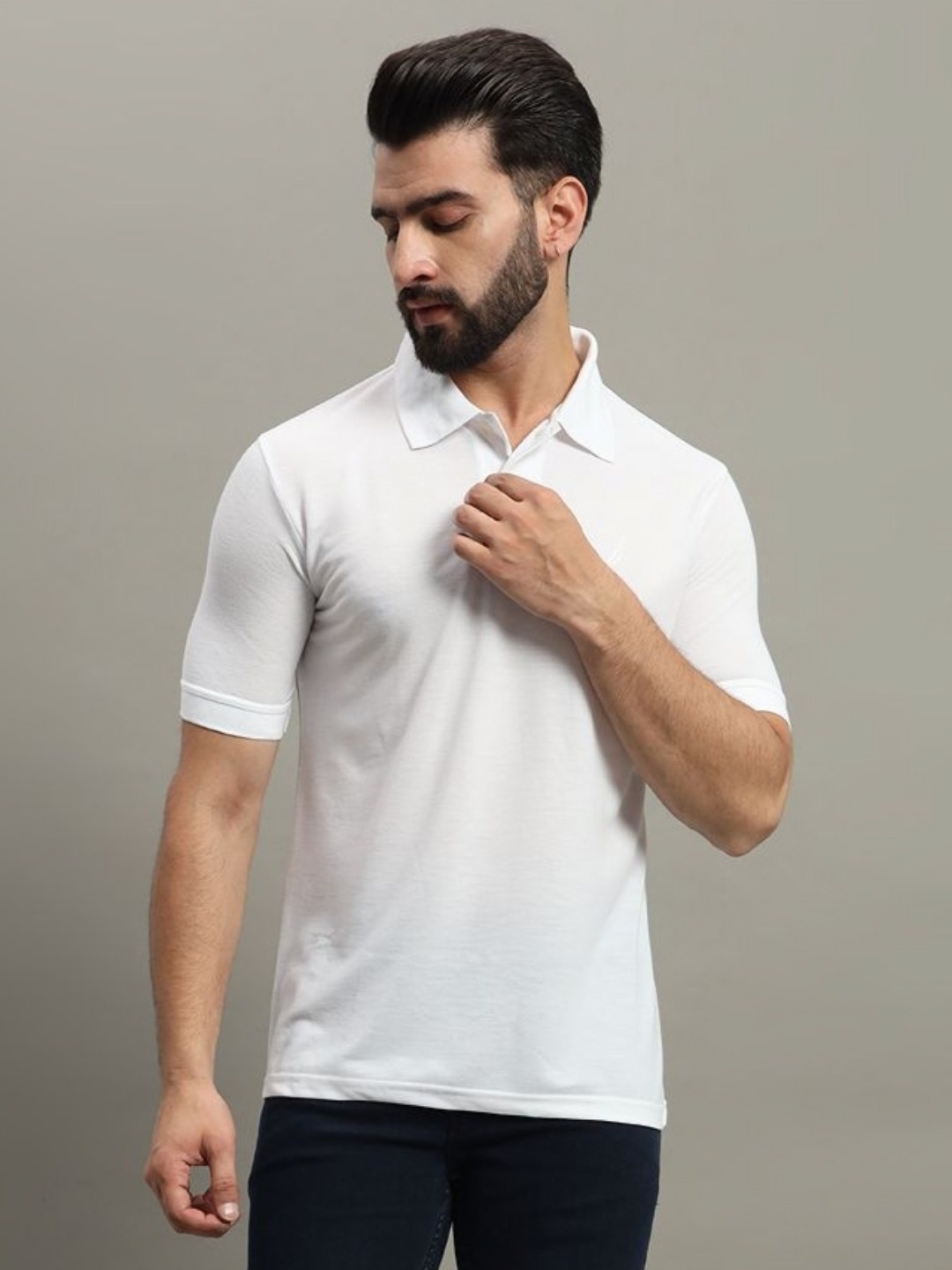 

GET GOLF Men Polo Collar Pockets T-shirt, White