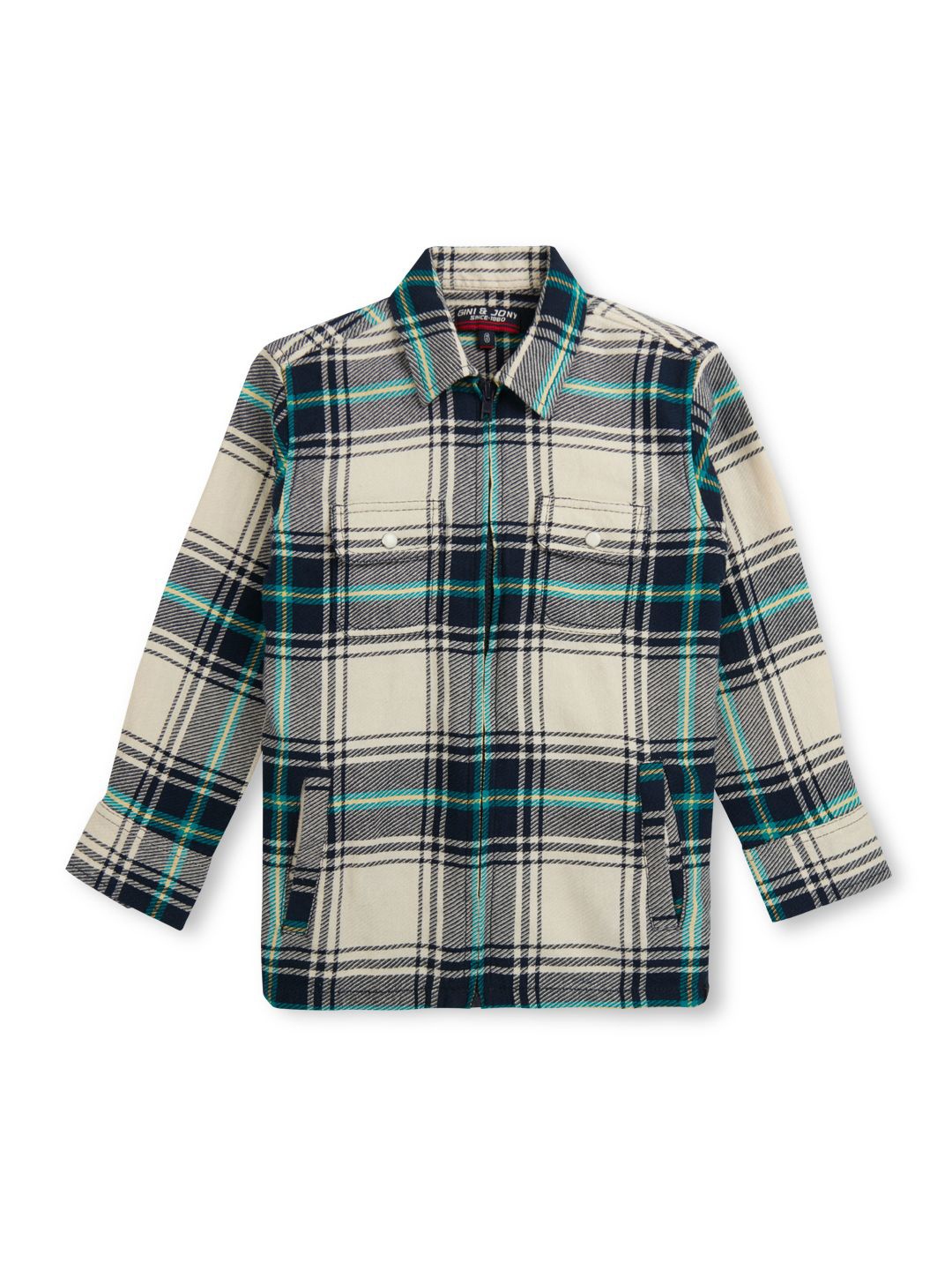 

Gini and Jony Boys Standard Tartan Checks Opaque Checked Casual Shirt, Off white