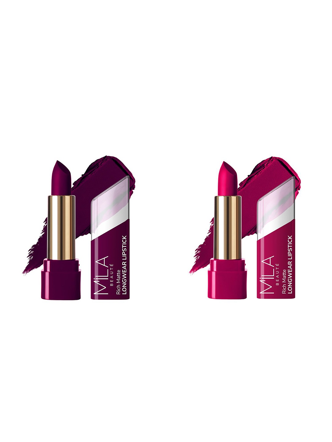 

MILA BEAUTE Set Of 2 Rich Matte Longwear Bullet Lipstick - 4.2 g Each - Shade -613 -616, Pink