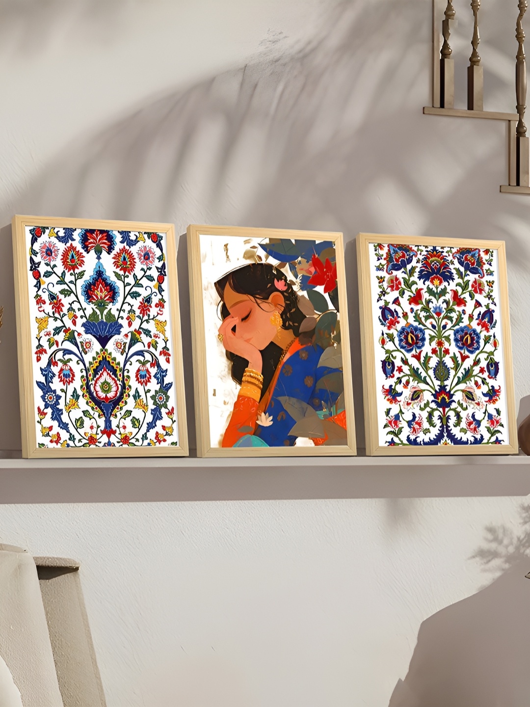 

Art Street Blue & White 3 Piece Synthetic Wood Floral and Botanical Wall Paintings