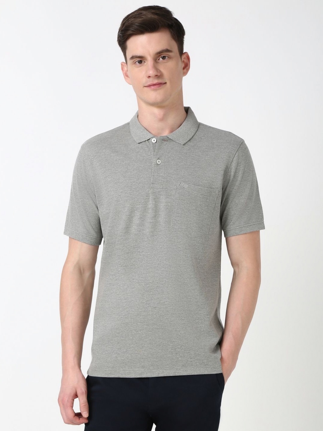 

Peter England Men Polo Collar Pockets T-shirt, Grey