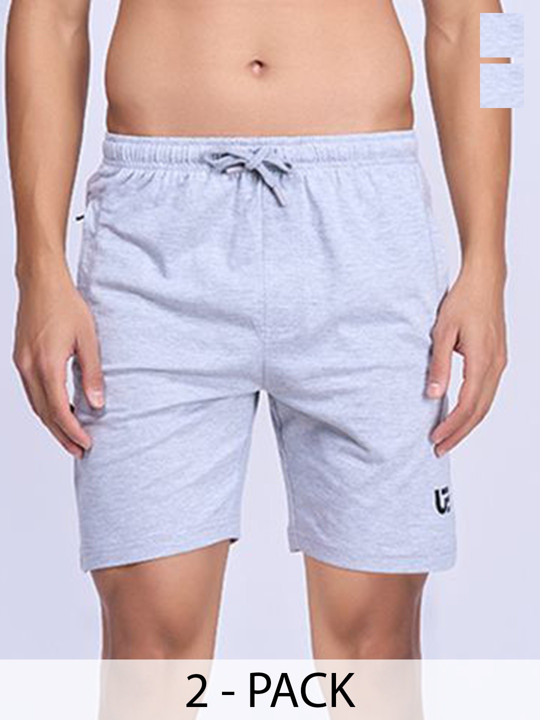 

Unibro Men Pack Of 2 Mid-Rise Shorts, Grey melange