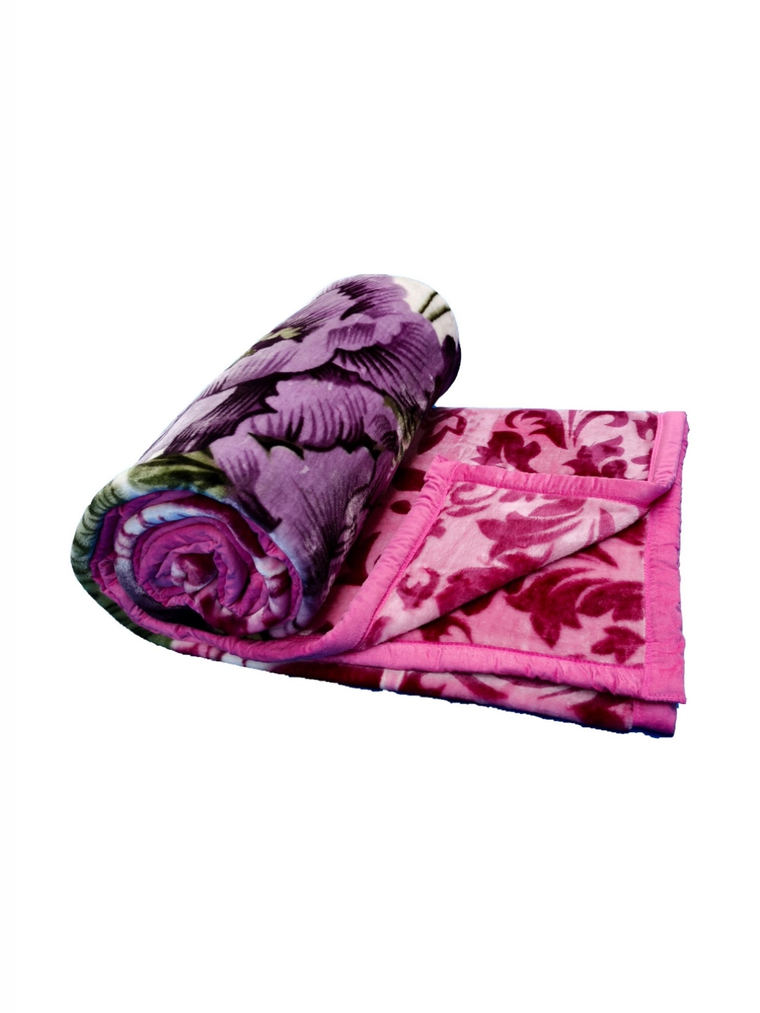 

CG HOMES Pink & Purple Floral Mink Heavy Winter 350 GSM Double Bed Blanket