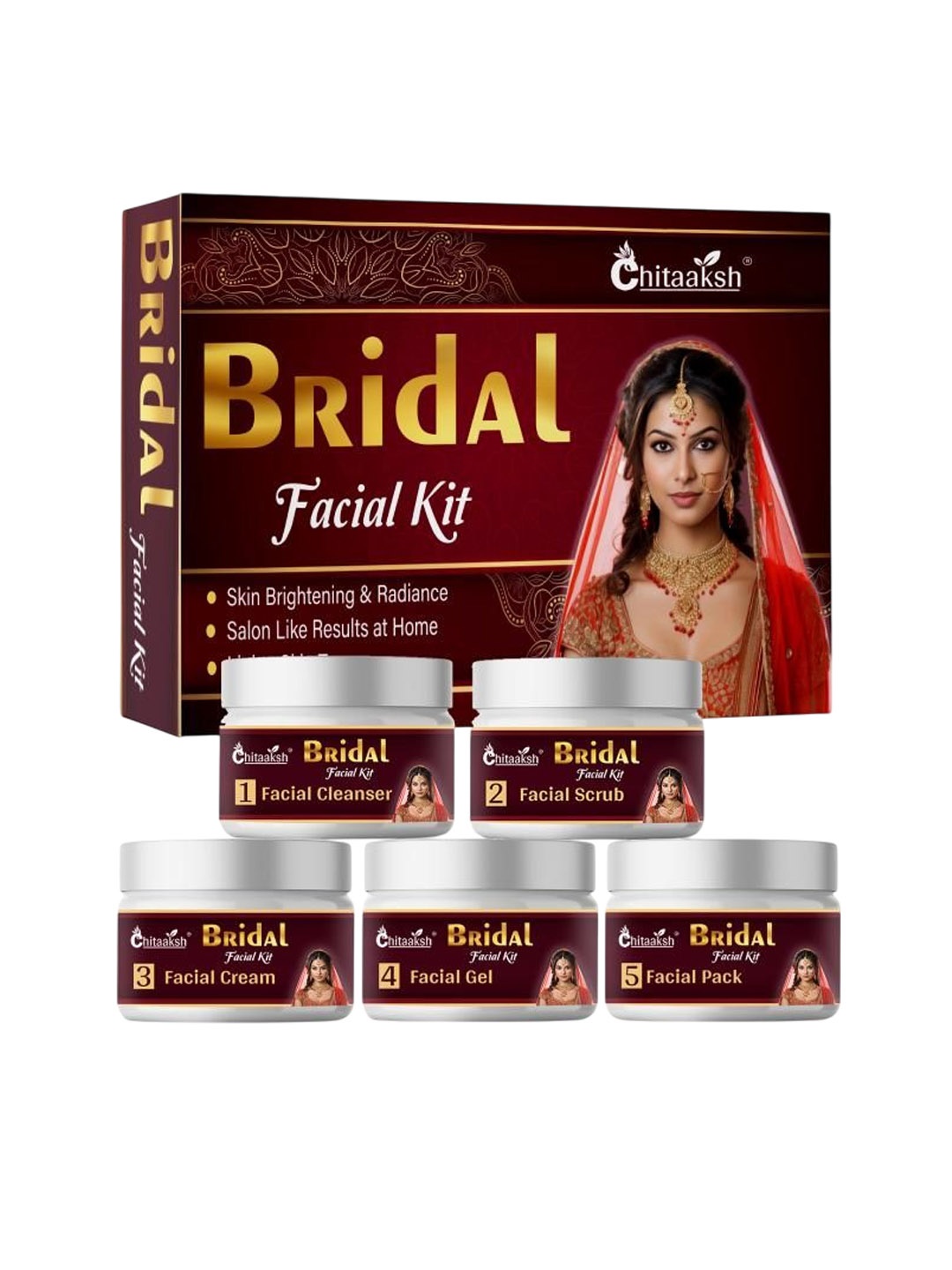 

Chitaaksh Bridal Facial Kit For Intense Glow - 50 g Each, Red