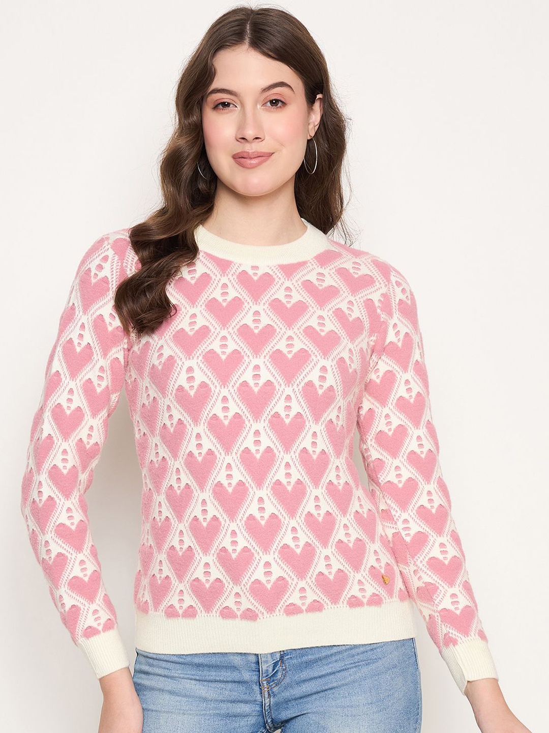 

Duke Women Self Design Pullover Self Design, Pink