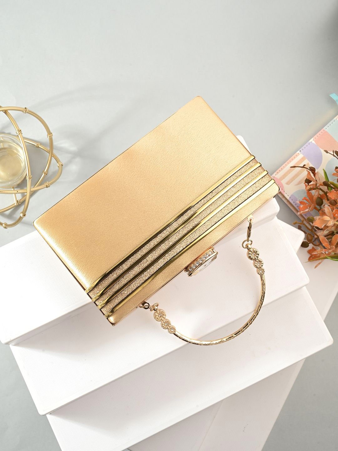 

Anouk Embellished Box Clutch, Gold