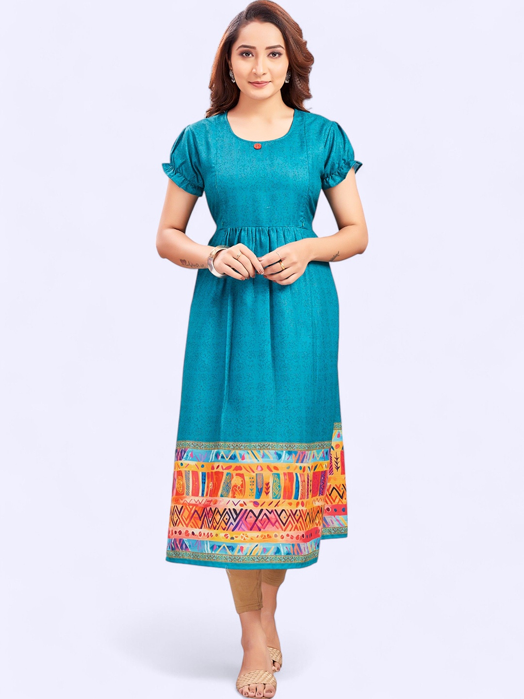 

RITIJYA Women Floral Printed Floral Maternity Kurta, Blue