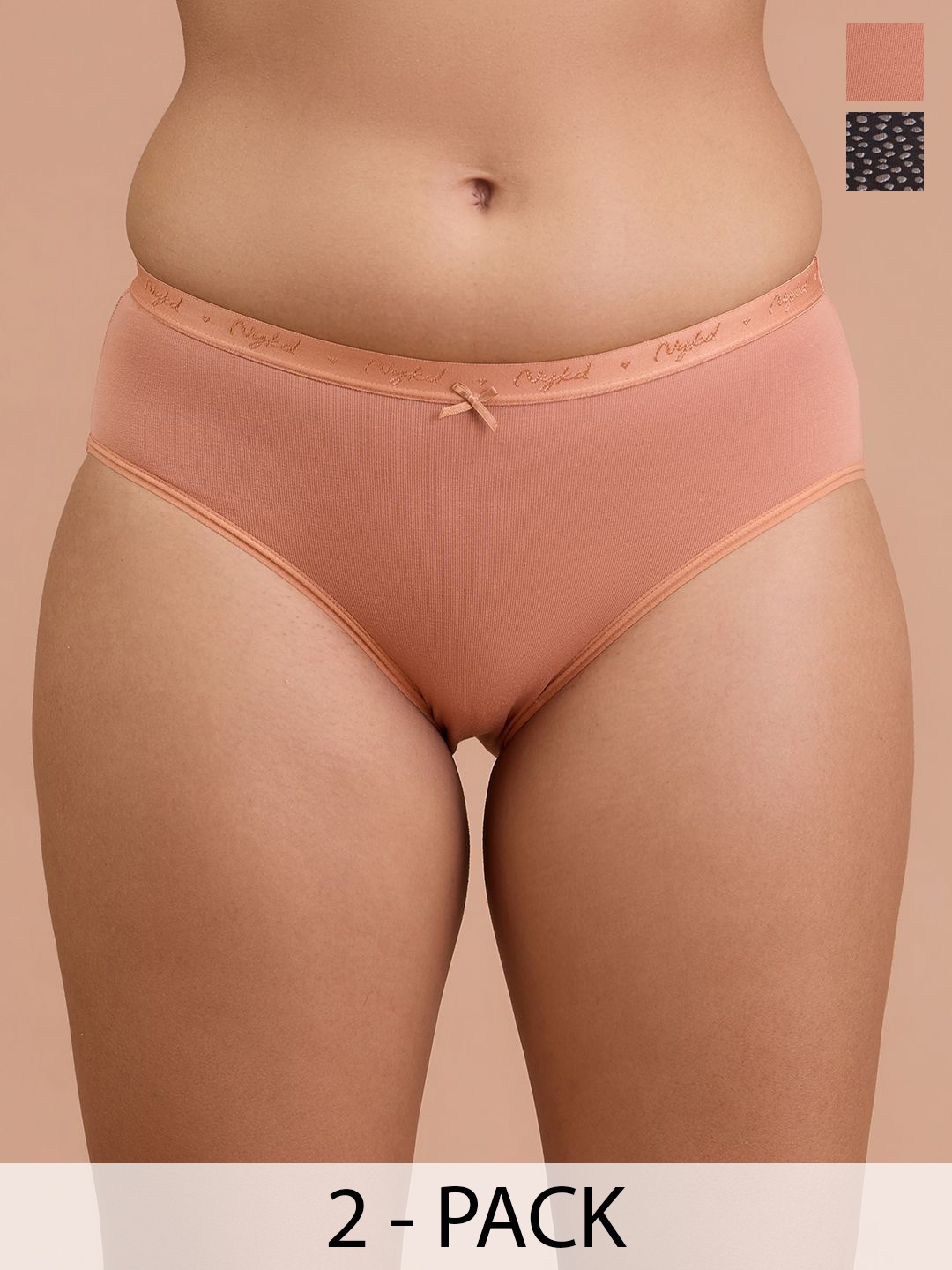 

Nykd Clovia Pack Of 3 Printed Bikini Briefs NYP391-Hipster-Multi colour, Peach