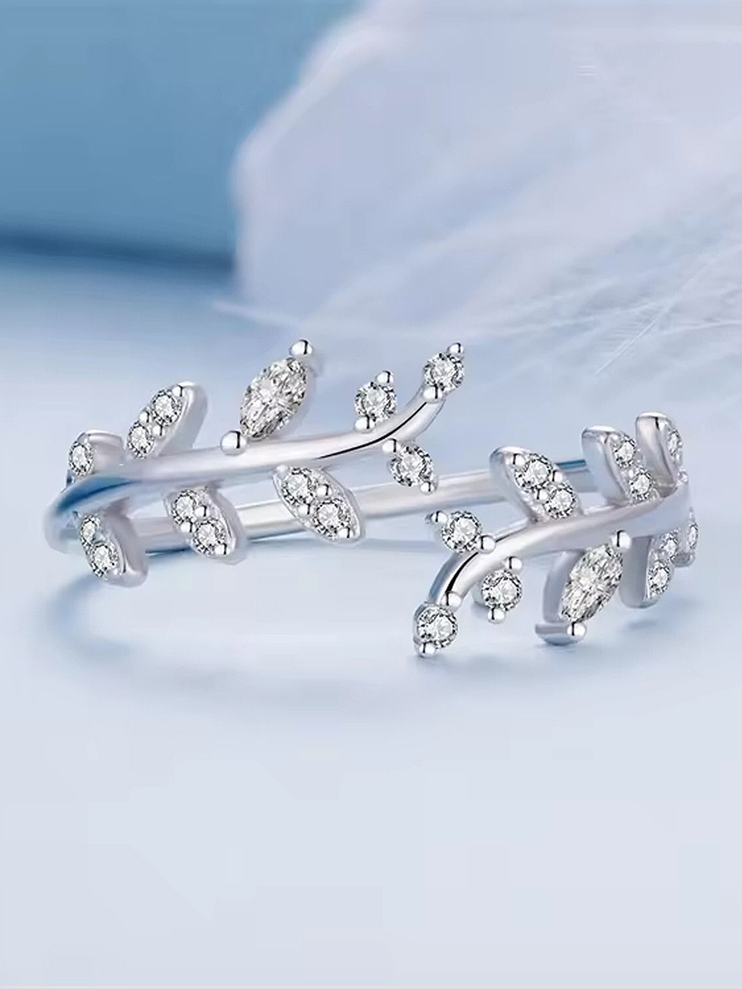 

Lila Silver-Plated CZ-Studded Adjustable Finger Ring