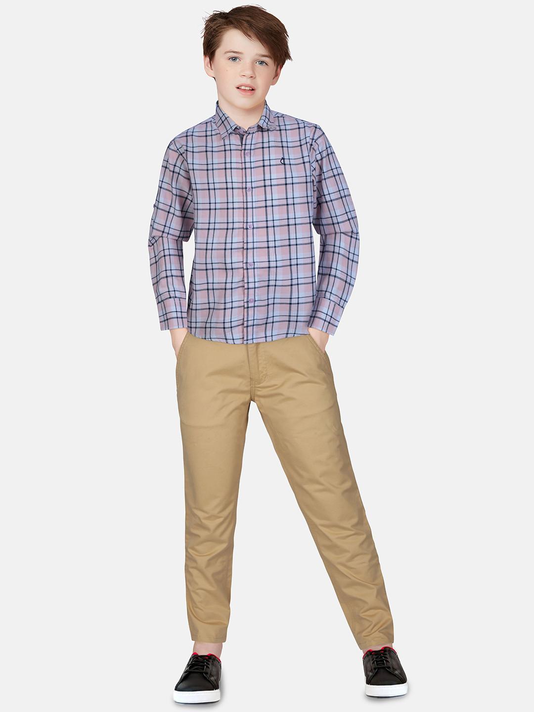 

Gini and Jony Boys Standard Tartan Checks Opaque Checked Casual Shirt, Pink